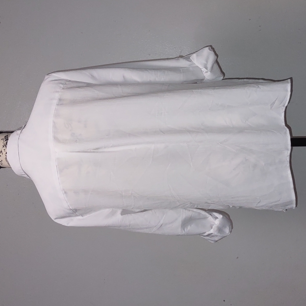 Notations White Collared Long Sleeve Tops Size L Roll Tab 100% Polyester - Picture 5 of 15